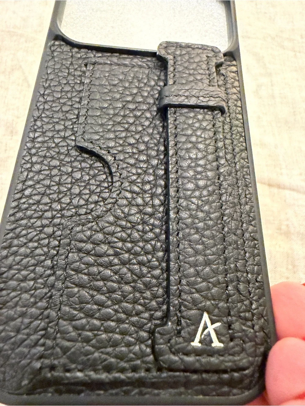 Black Leather Card Wallet Phone Case with Secure Strap